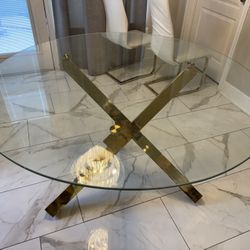 Round Glass Dining Table 