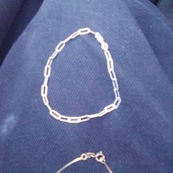 Antique Silver Bracelet And Gold Plated Silver Necklace