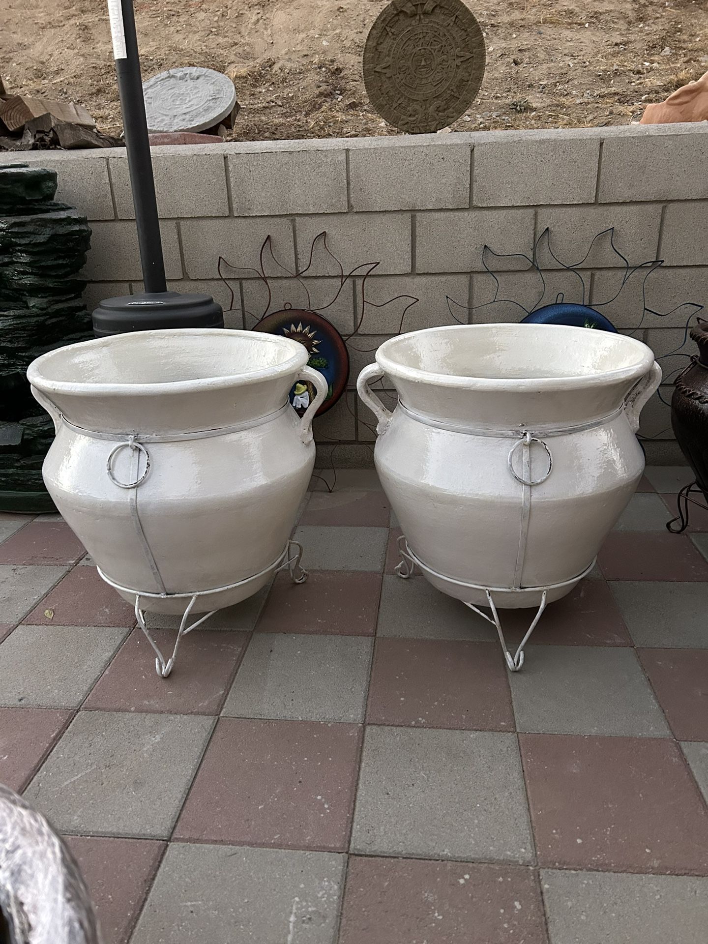 New Flower Pots Made Out Of Clay And Iron