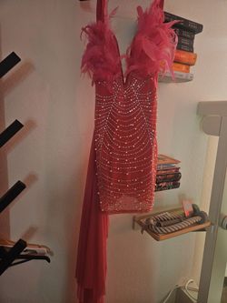 Feather Dress With Pearls