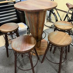 Mango Wood Round Bar table with Stools
