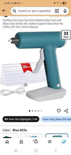 Cordless Hot Glue Gun Fast Heating Glue Gun and 30pcs Glue Sticks Set, Stable Support Base Ideal for Crafts, DIY Arts, Home Repairs