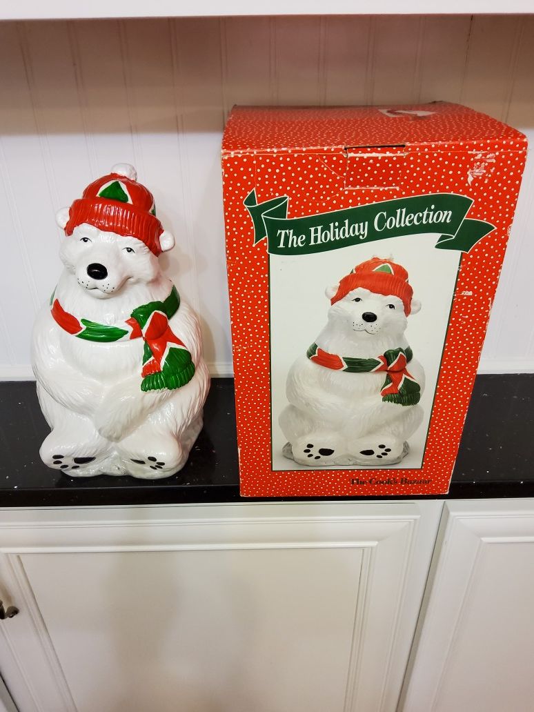 Christmas Bear Cookie Jar, Never Used
