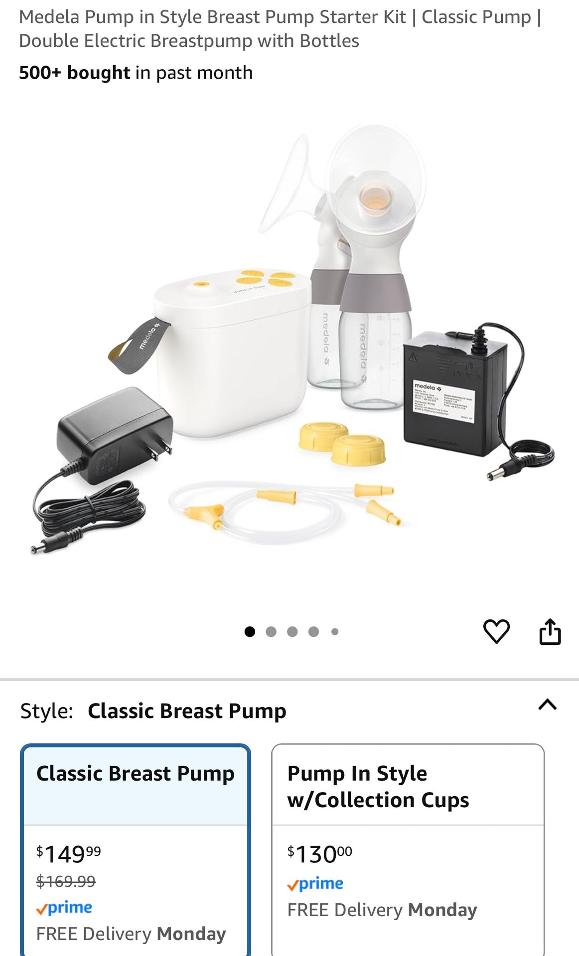 Brand New - Medela Pump in Style Breast Pump Starter Kit | Classic Pump | Double Electric Breastpump with Bottles