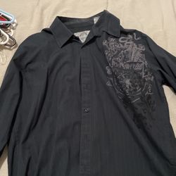 Large Black Button Down Long Sleeve