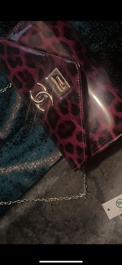 Patent Leather, Red And Black Gold Accent, Ladies, Knee Bag