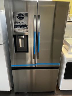 NEW OPEN BOX SAMSUNG FRENCH STYLE STAINLESS STEEL REFRIGERATOR