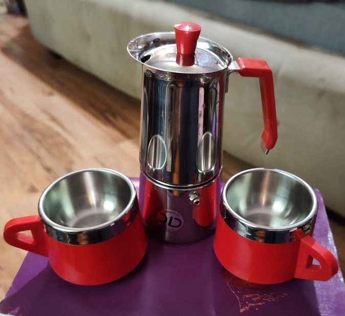 Per Alimenti Alfetta Made in Italy Espresso Maker with Cups