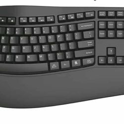 Ergonomic Wireless Keyboard with Wrist Rest, Wave Keys, Comfortable Natural Typing, 2.4GHz Full Size Ergo Wireless Computer Keyboard for Multi-OS, Win