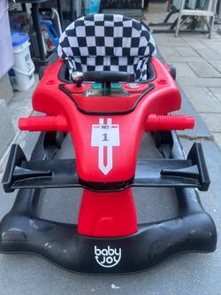BABY JOY 4-in-1 Foldable Activity Racecar Walker.