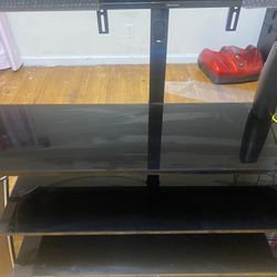 Wood And Glass TV Stand Holds 55-75 Inch 