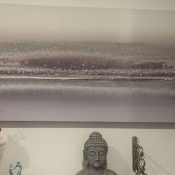 🖼️ Large Abstract Canvas Wall Art – Glitter & Crushed Shell Detail | 23” x 45”