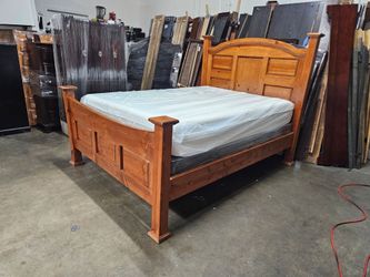 Solid Wood Panel Bed Frame Queen