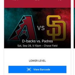 Diamondbacks vs Padres (2 Tickets)