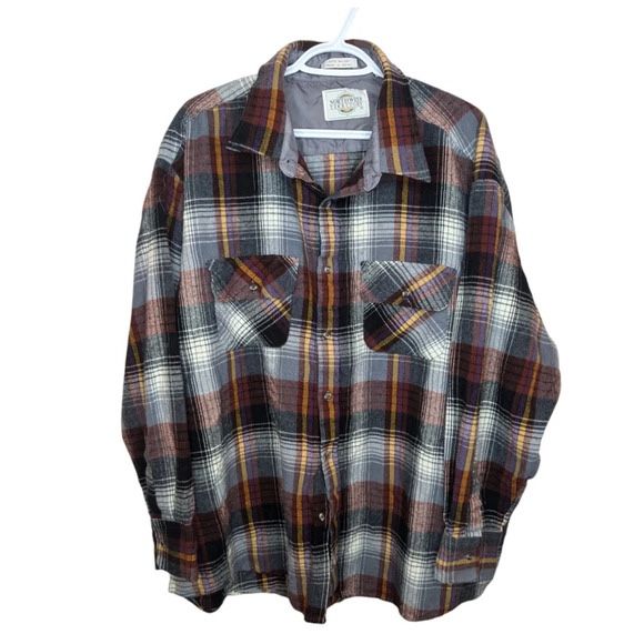 Vintage Northwest Territory Plaid Flannel Button Down Top