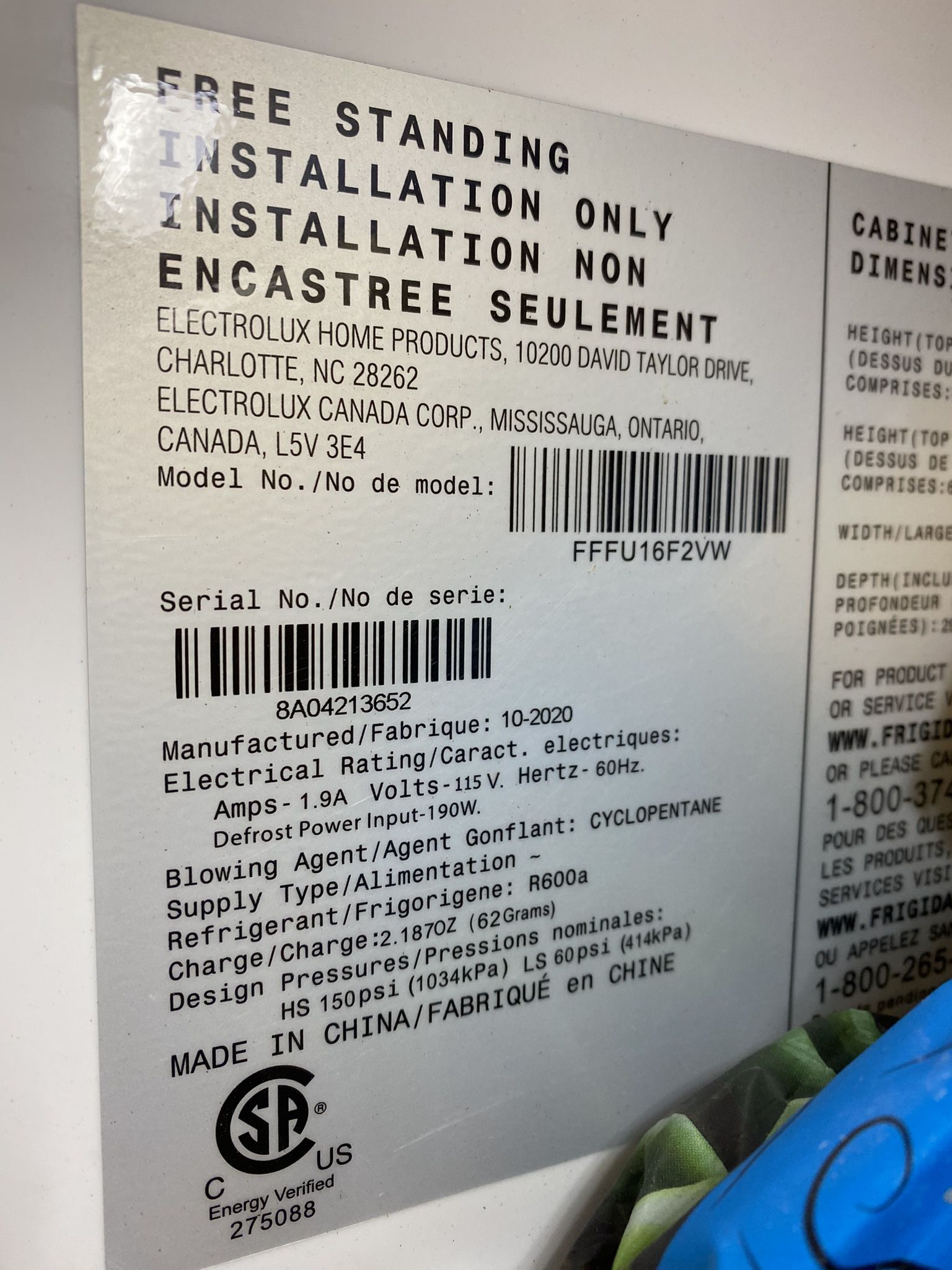 Frigidaire Upright Freezer Home & Garden