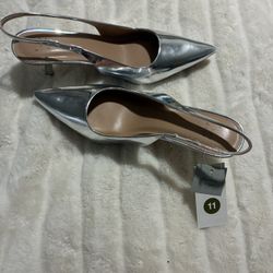 Brand New Silver Heels Size 11