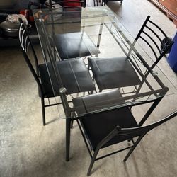 Glass Table With 4 Chairs