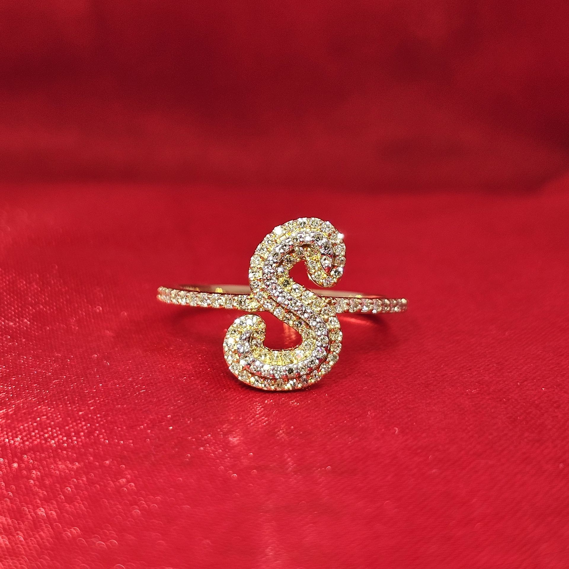 10k Yellow Gold Diamond Initial Ring 0.26 ctw