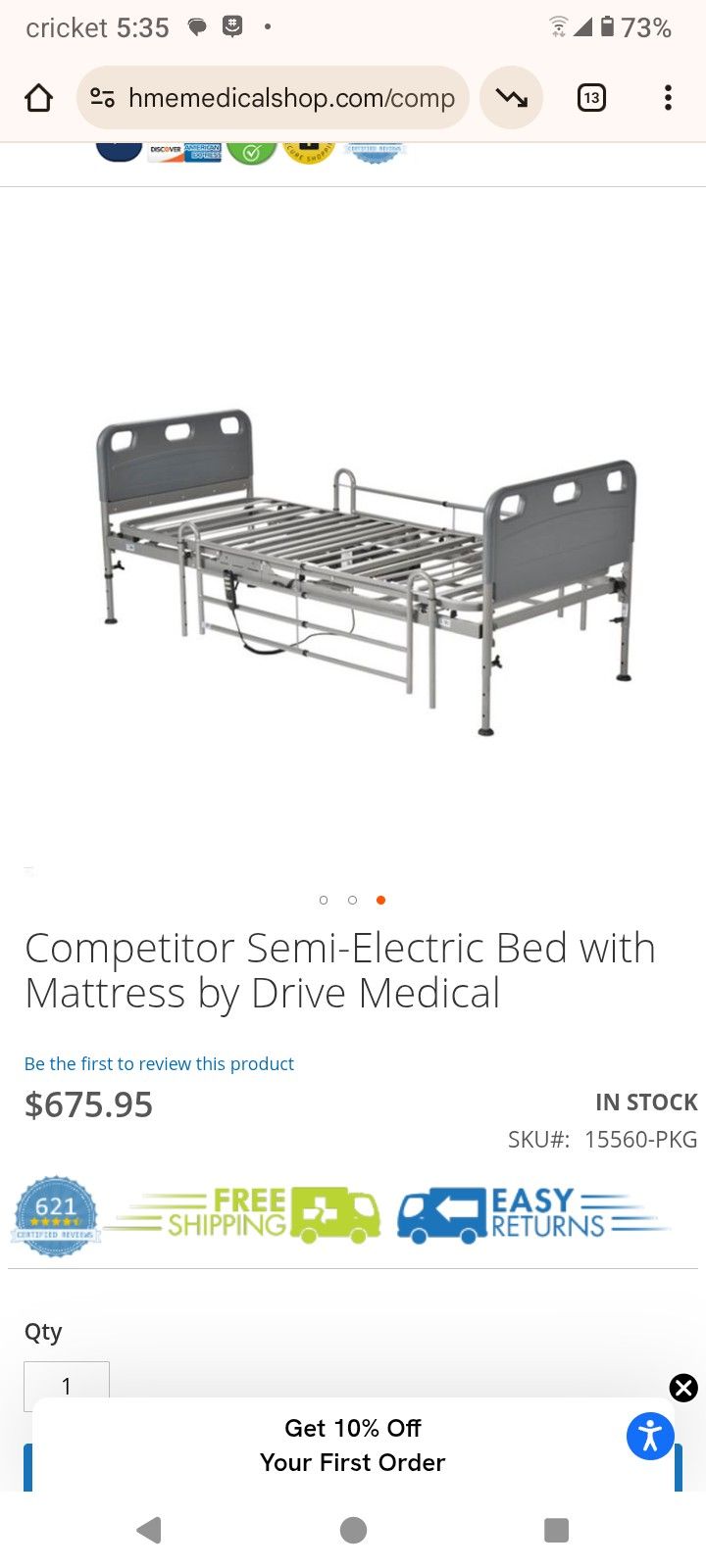 Competitor Semi-Electric Bed with Mattress by Drive Medical
