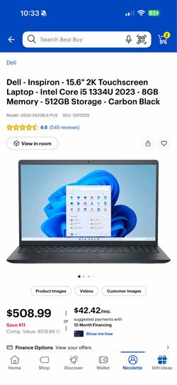 Dell - Inspiron - 15.6" 2K Touchscreen Laptop