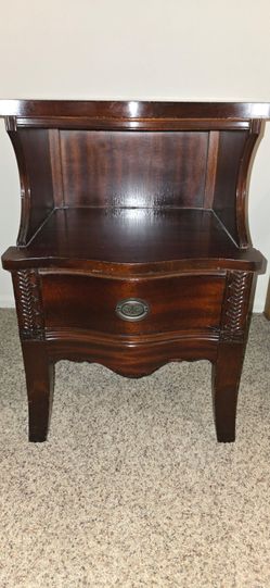 Antique dresser with vanity mirror and 2 nightstands