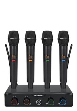 MELONARE MWM-41 Wireless Microphone System 4 Channel UHF 4 Handheld Mics 200FT New