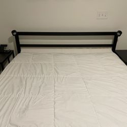 Black Metal Queen Bed Frame with Headboard