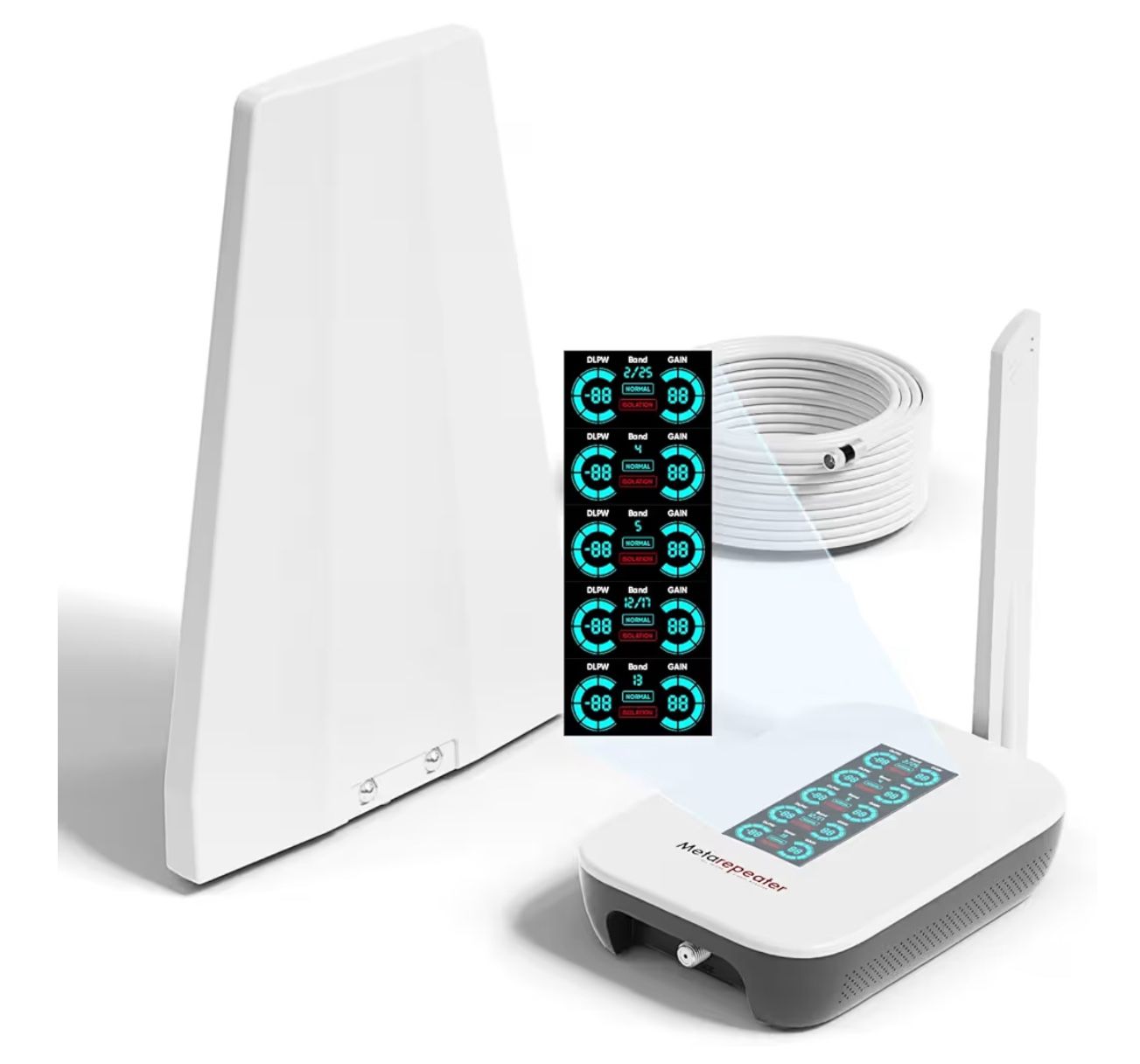 Cell Phone Booster for Home, Smart LCD Display, Cell Phone Signal Booster Up to 5,000 Sq.Ft, Boost 5G & 4G LTE for All U.S. Carriers -Verizon, AT&T, T