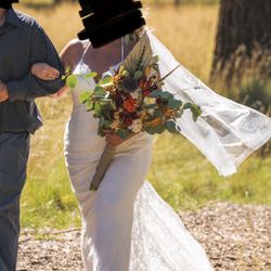 Lace Wedding Dress (w/hem and Bustle) And Veil Combo