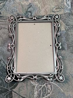 Six Trees 5x7 Ornate Metal Picture Frame Floral Scroll Pewter Tabletop Wall