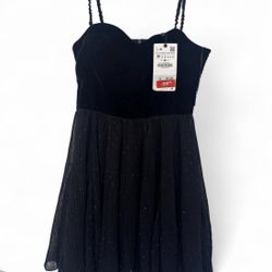 Brand New! Zara Black Velvet Mesh Dress
