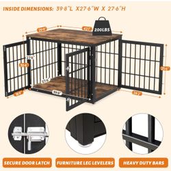 ✌️ Rustic Heavy Duty Dog Crate Furniture for Large and Medium Dogs, Decorative Pet House End Table, Wooden Cage Kennel Furniture Indoor