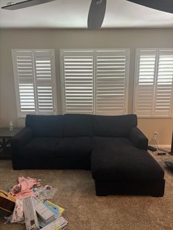 Black Fabric Sectional Sofa with Chaise