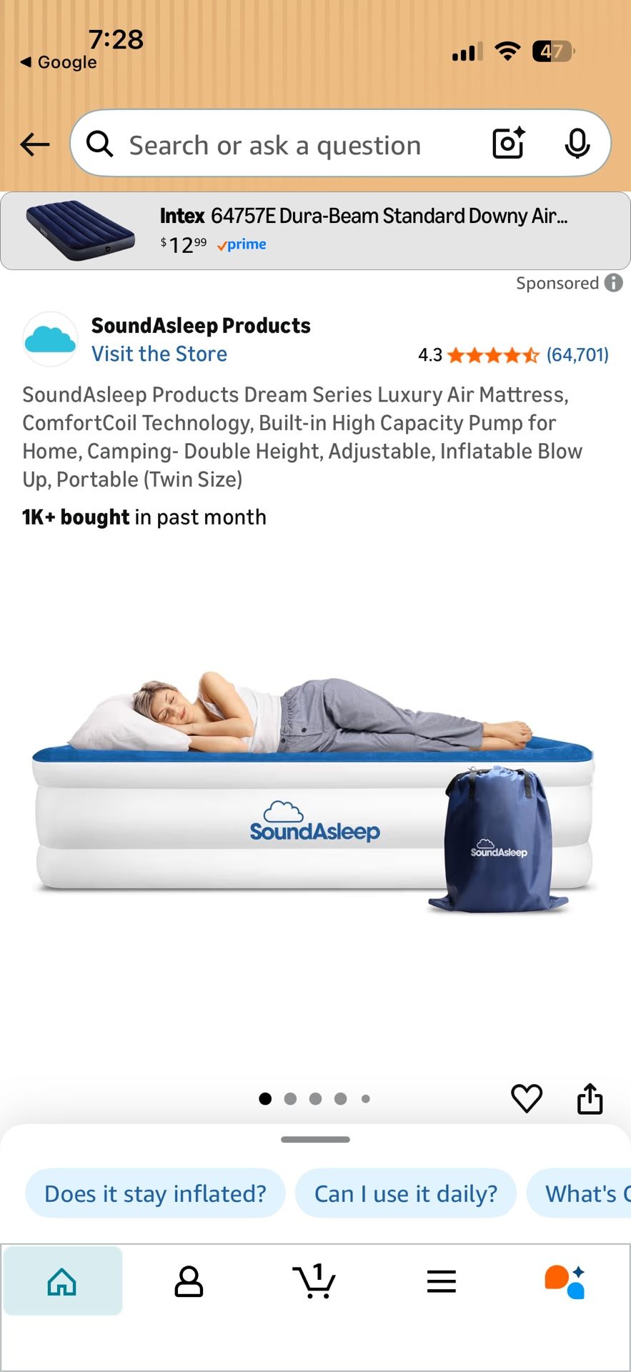 SoundAsleep Dream Series Luxury Air Mattress β Twin Size π