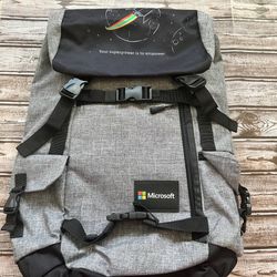 Microsoft Employee Padded Backpack 15in Laptop Gray Good Condition 