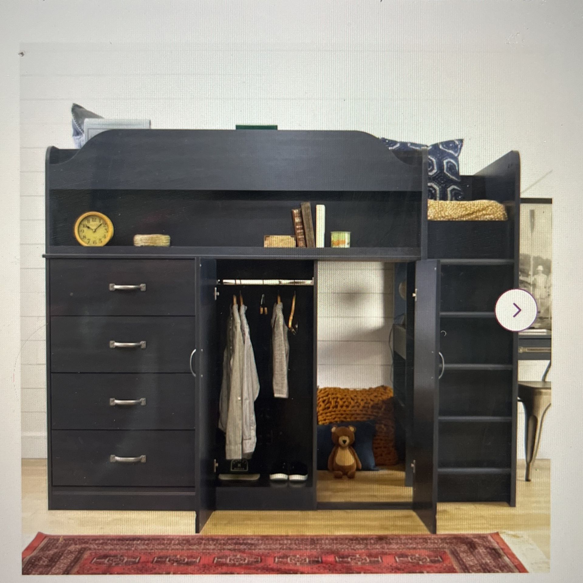 5 Drawer + armoire loft bed with mattress