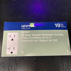 Leviton Decora 20 Amp 125 V Tamper Resistant Duplex Outlet/Receptacle, White (10-Pack) T5825-WMP