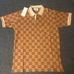 Gucci  Brown Polo T-shirt GG Pattern Brown /gold 