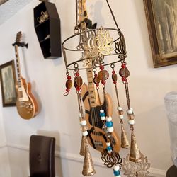 Stunning 😍 !! Vintage + Imported Wind Chimes Featuring Colored Glass Beads And Bell Chimes !