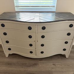 4 Piece Farmhouse Refurbished Bedroom Set – Dresser, Tall Dresser, Mirror & Side Table