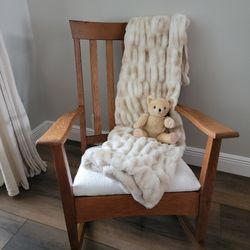 Refinished Tiger Oak Solid Wood Rocking Chair , Antique 100+ Years Old 