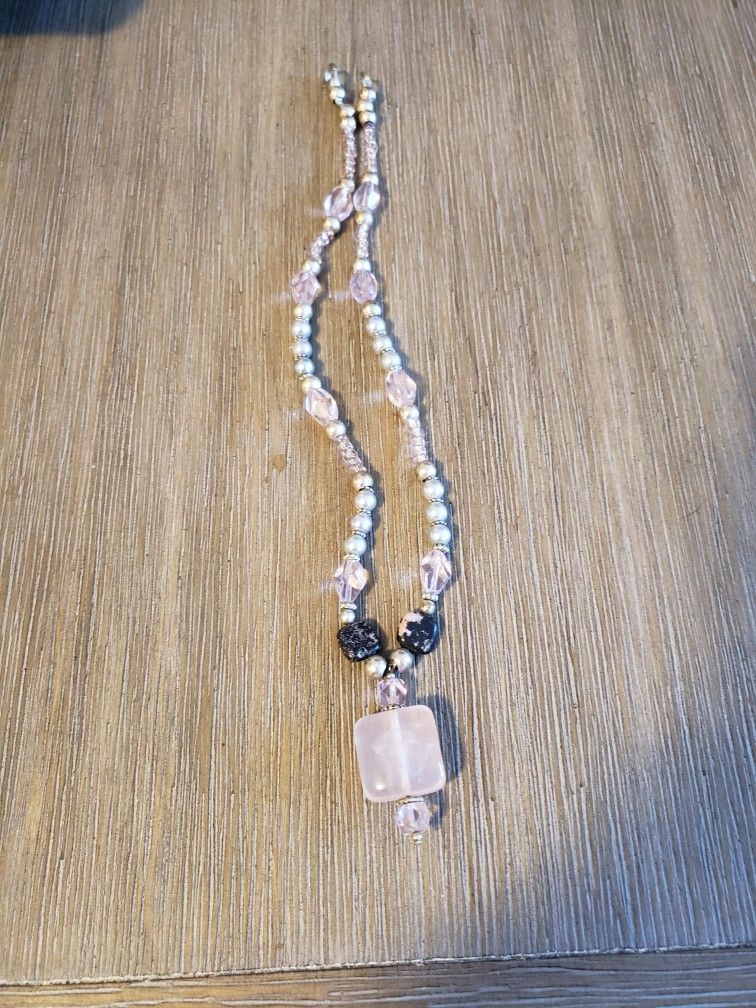 Costume Pink Quartz Necklace