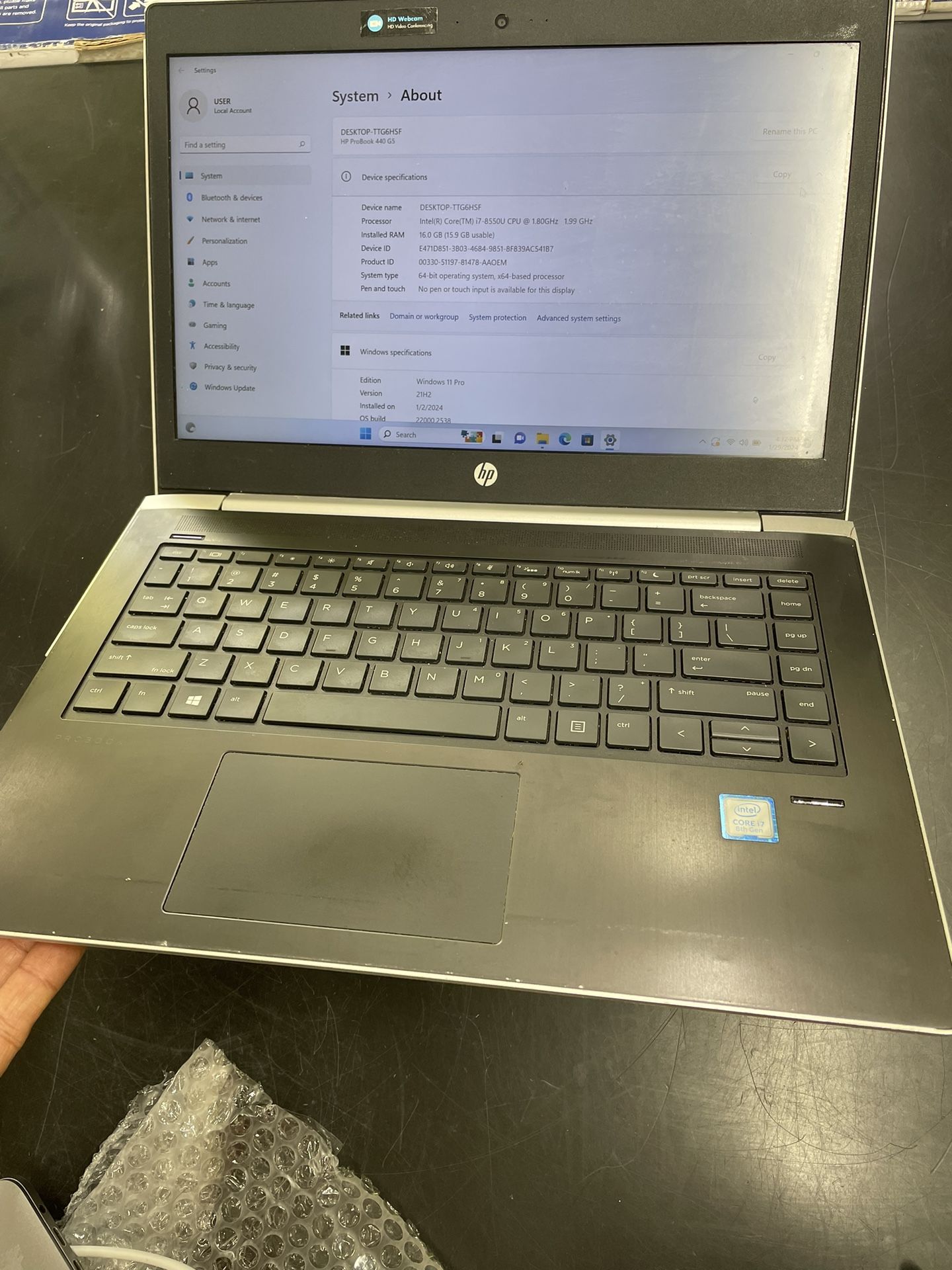 HP ProBook 440 G5 intel Core i7 16GB RAM 256 SSD Windows 11 Pro