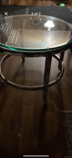 Chrome Side Table With Glass Top