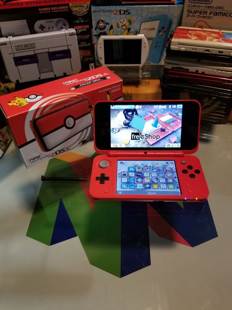 MODDED 64GB Pokemon Pokeball Nitnendo new 2DS XL (FREESHOP and EMULATORS)