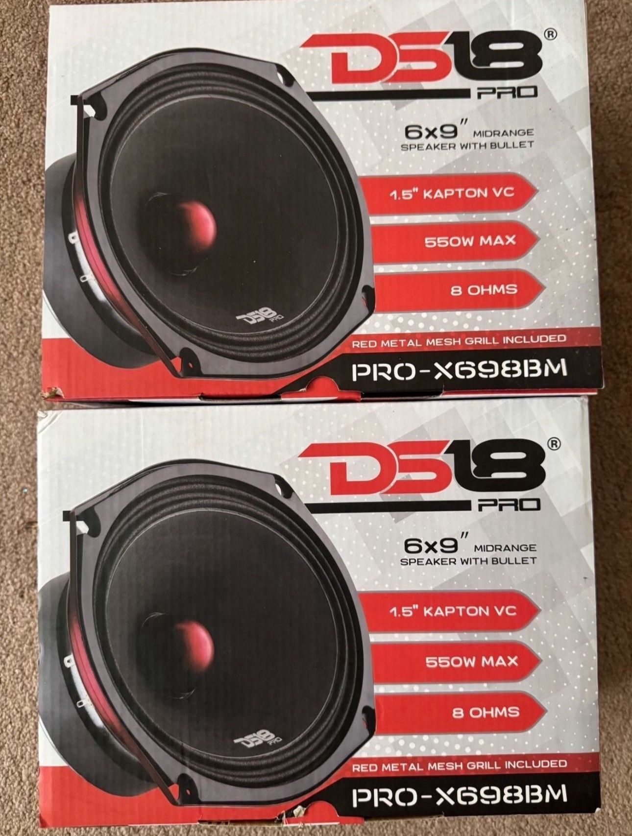 (4) DS18 Pro-X698BM (8 Ohms)Midrange 6x9’s With Bullet (BRAND New) Read Description
