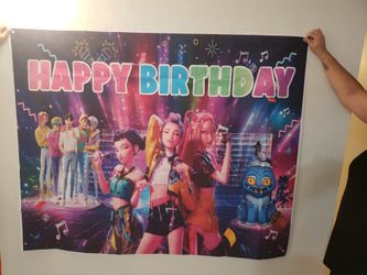 Kpop Demon hunters birthday back drop & birthday banner