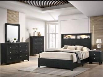 4- Pc Bedroom set Dresser,Mirror  Nightstand (1) Queen size bed frame  Not including Mattress and Box Sp
