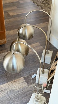 Brushed Nickel Arc Lamp with Globe Shades